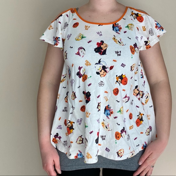 Disney Tsum Tsum Halloween Themed Babydoll Top. Disneyland Hong Kong. Fall Theme - Picture 2 of 8